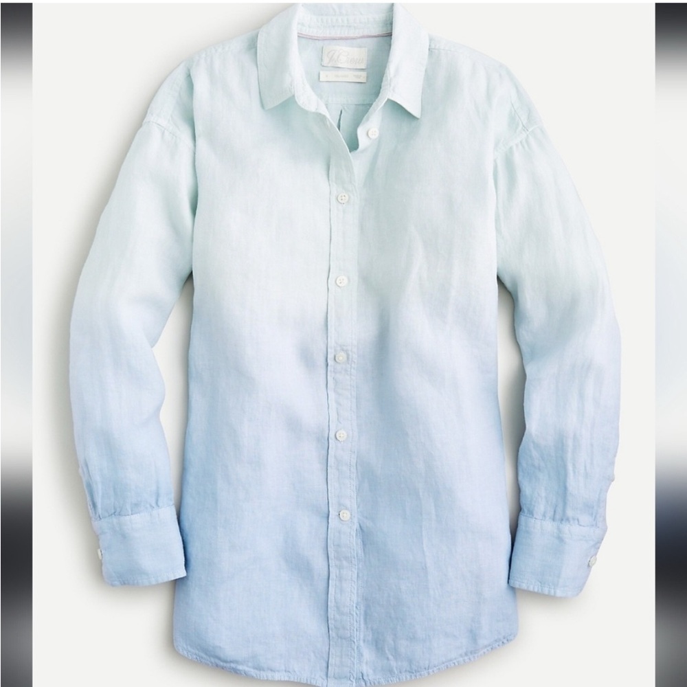 Jcrew Light Blue tie dye linen Shirt size 6